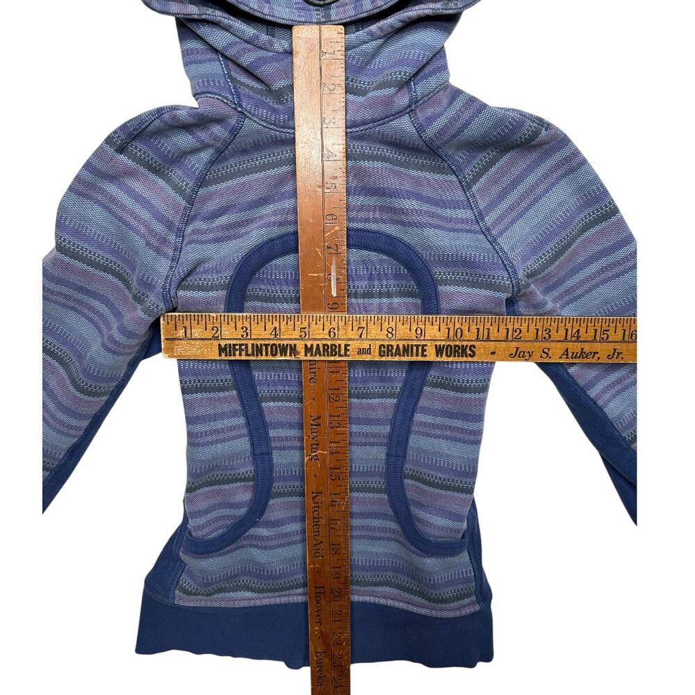 Lululemon Scuba Full Zip Hoodie Purple Blue Striped Thumbholes Y2K - Picture 2 of 3